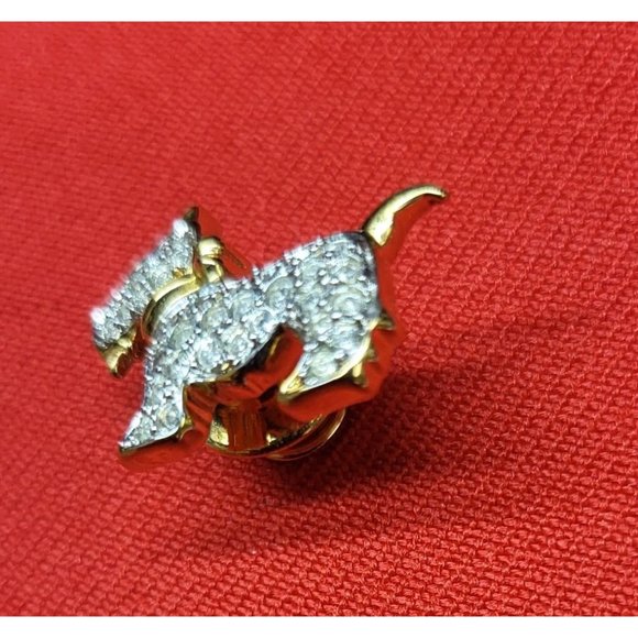 Swarovski Scotty Dog Pave Crystal Green Eye Scottish Terrier Pin Tie Tack Lapel - Picture 8 of 12
